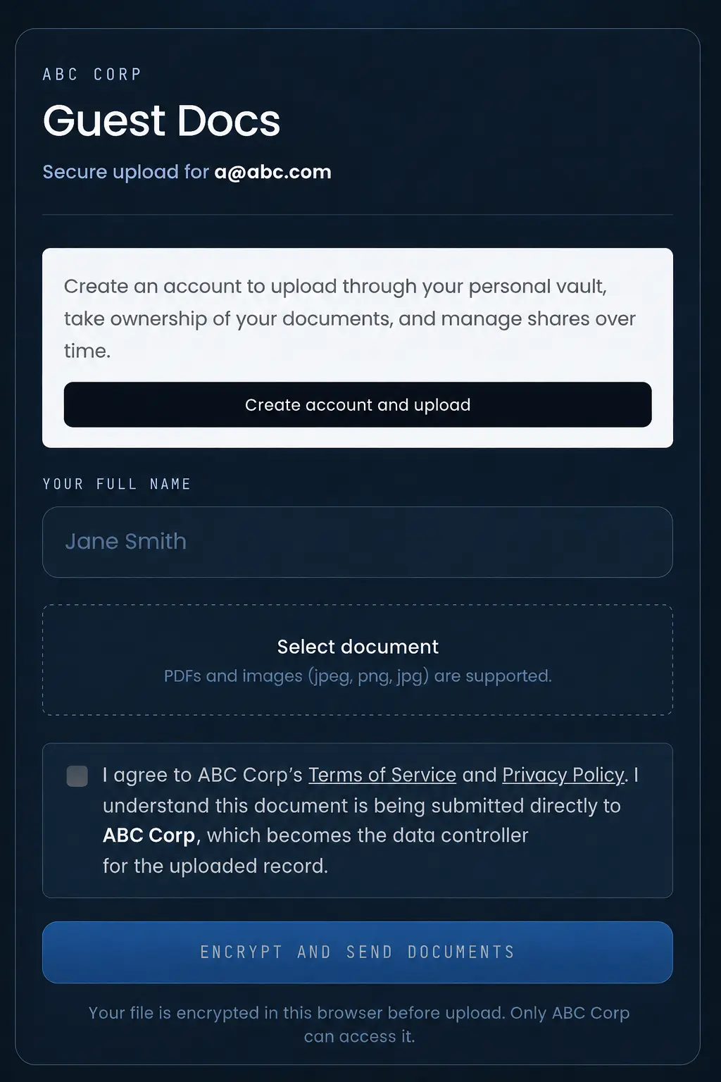 Platform Intake Request Example