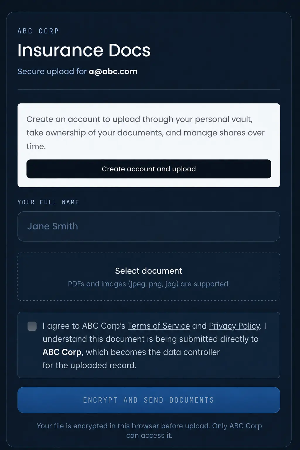 Platform Intake Request Example