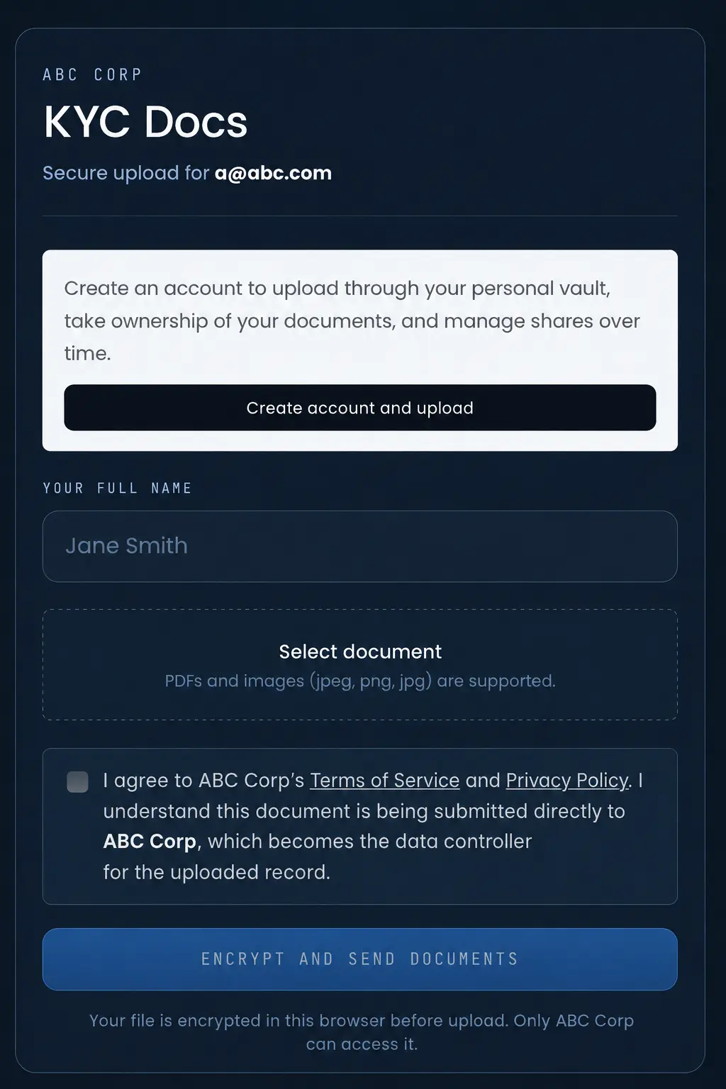 Platform Intake Request Example