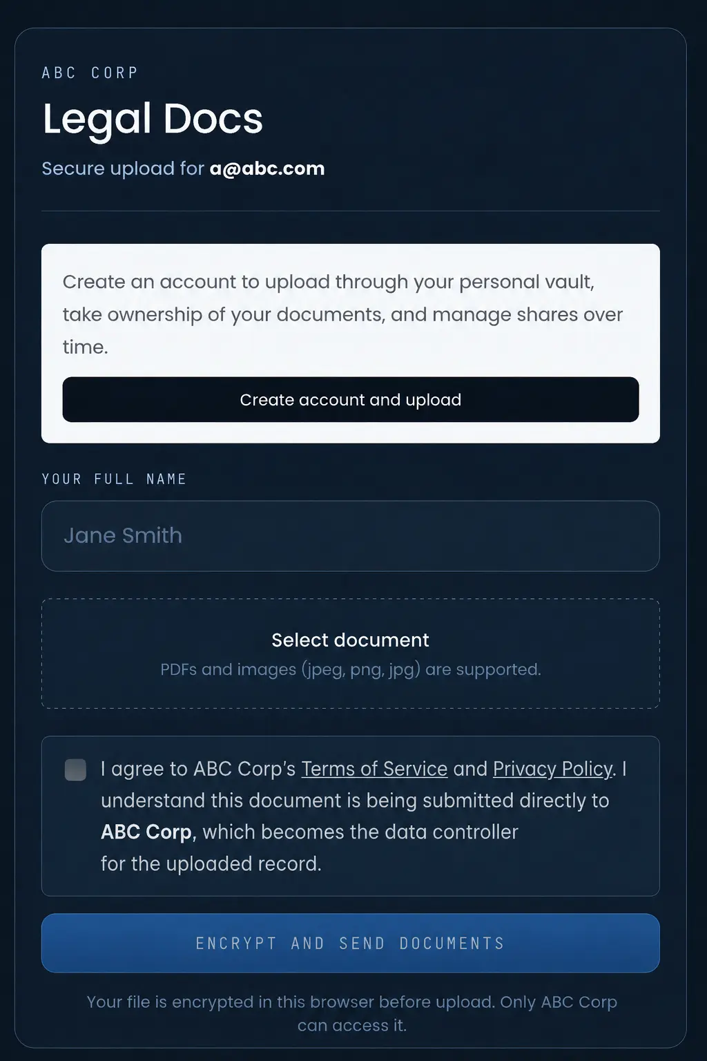 Platform Intake Request Example