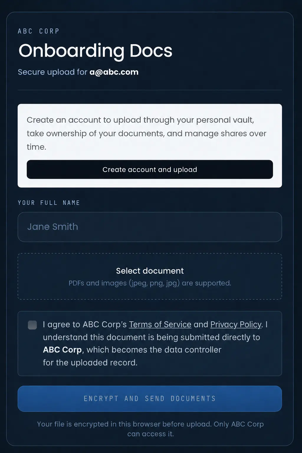 Platform Intake Request Example