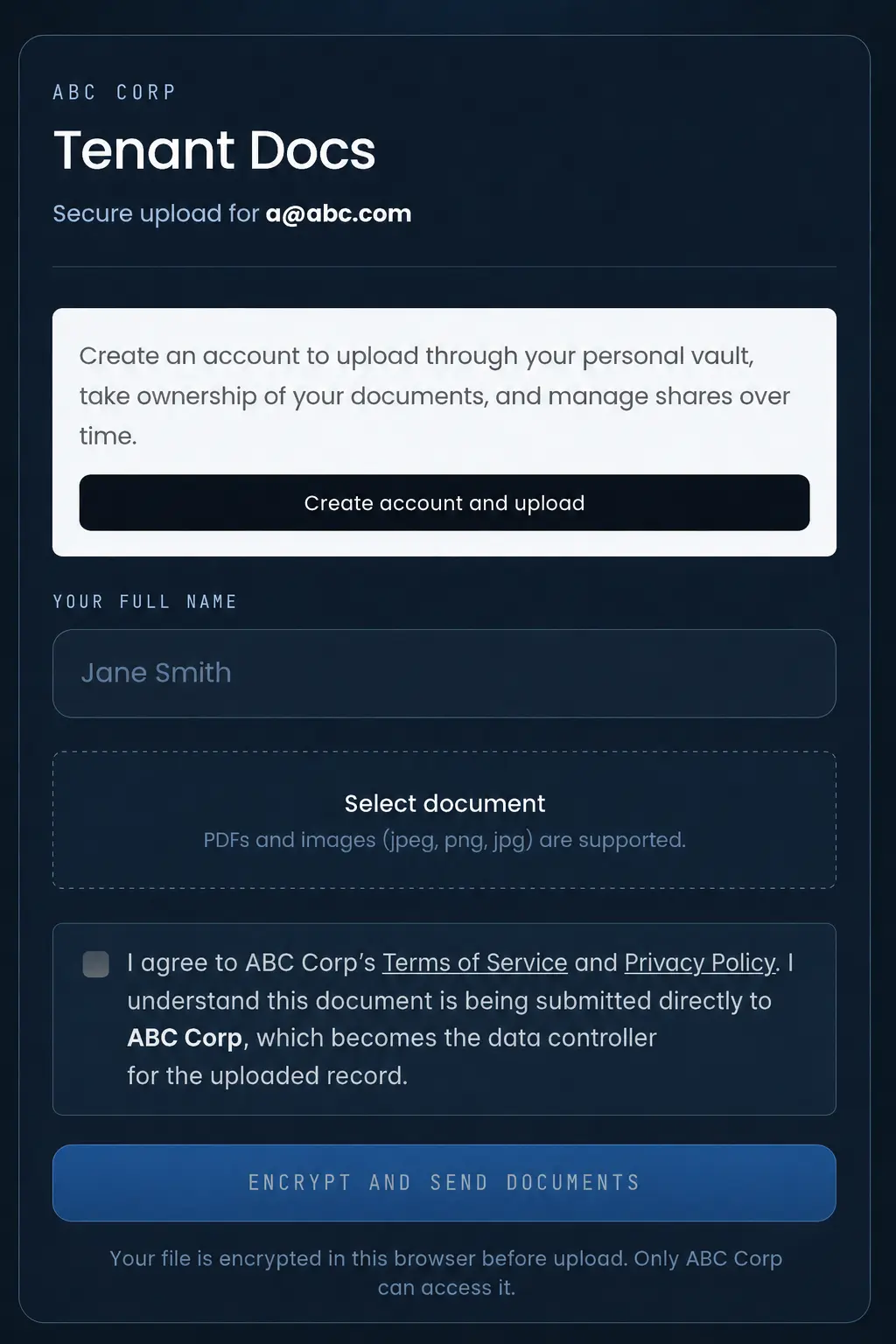 Platform Intake Request Example