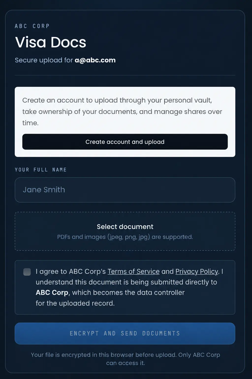 Platform Intake Request Example